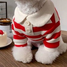 Atmungsaktives niedliches, kleines Hund- und Katzenshirt, rot gestreift, Haustierkleidung, Größe S, fein gearbeitet