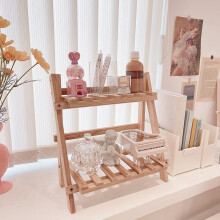 2 Layer Desktop Wooden Organizer Shelf Model A1 Folding Desktop Plant Stand 2Tier Display Rack for Home Office Garden