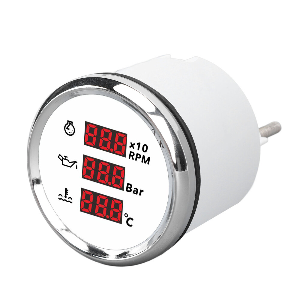 52Mm Digital Oil Pressure Water Temp Gauge 3 In 1 Led Backlight White 9361363603262