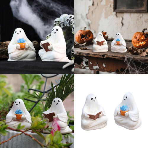 Halloween Decorations Ghostly Statues Figurines Resins Reading 1