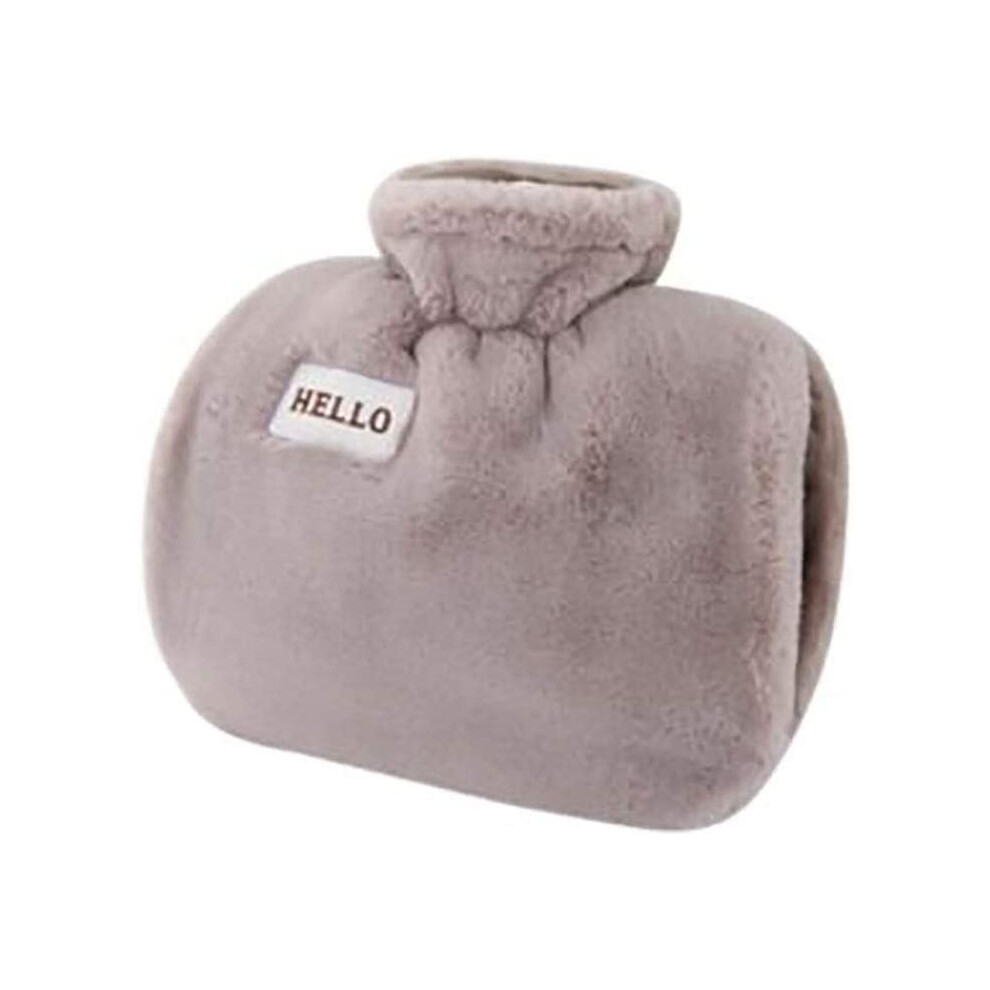 Hot Water Bottle 1250ml TwoPiece Set With Velvet Cover, Winter Portable Hand Warmer For Pain Relief, Gray And Brown