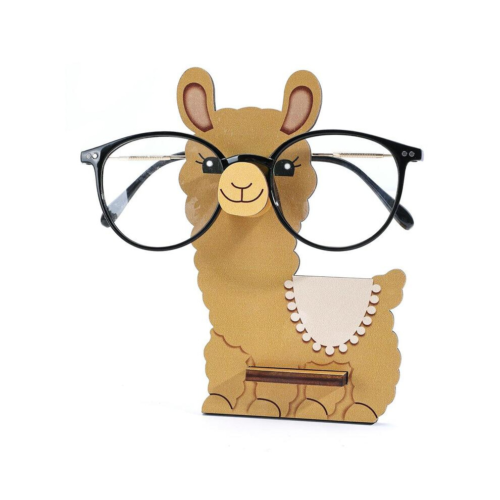 (Alpaca-wooden, 1 Count) Glasses Display Stand without Glasses, 1 Count 360 Degree Rotating Sunglasses Holder, Desktop Storage Rack for