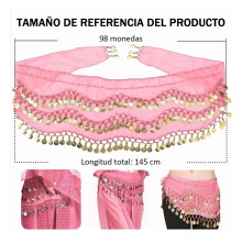 Modell Bauchtanzrock Pink 145cmx28cm Münzengürtel 70cm