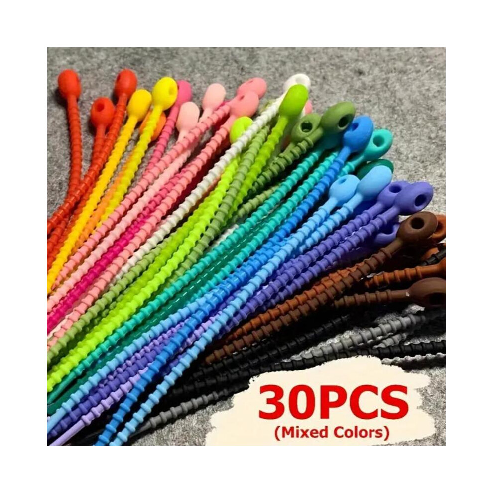 (Mixed Color, 30Pcs) Mixed Color Silicone Cable Organizer, 30Pcs Reusable Cable Organizer Kit, Multifunctional Cord Management System, 5071832434610