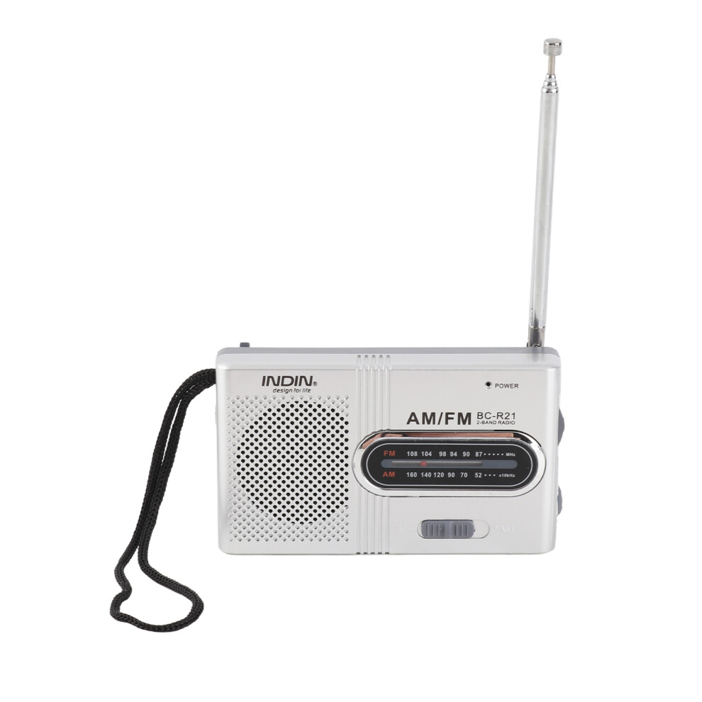 Portable Am/Fm Radio Receiver With Headphone Jack And Speaker Silver/Grey 8711363605932