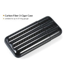 Schwarzes Carbonfaser-3-Zigarren-Etui, 57RG, Maße 15 x 7,5 x 2,7 cm