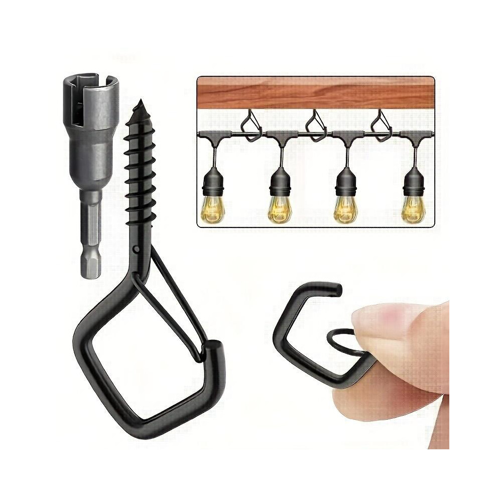 (Black, 20Pcs) Wall Mounted Square Hook, 20Pcs Multifunctional Space-Saving Hook Buckle For Home Decor,Â Summer Essentials, Tools, 5071832437512