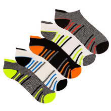 (Multi Stripes, UK 9-12/EU 27-31) Boys Trainer Liner Socks 5 Pack Active Sports Running Cushioned Heel Socks PE socks for school Arch Support Menswe