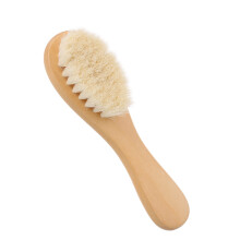 2pcs Baby Hairbrush Set Natural Wool & Wooden Handle - Newborn Grooming
