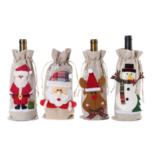 Christmas Wine Bottle Covers Merry Christmas Decorations-B 1