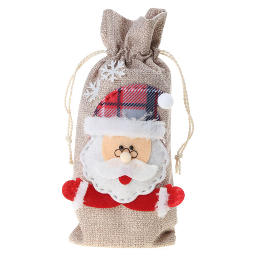 Christmas Wine Bottle Cover with Drawstring for Wedding-B