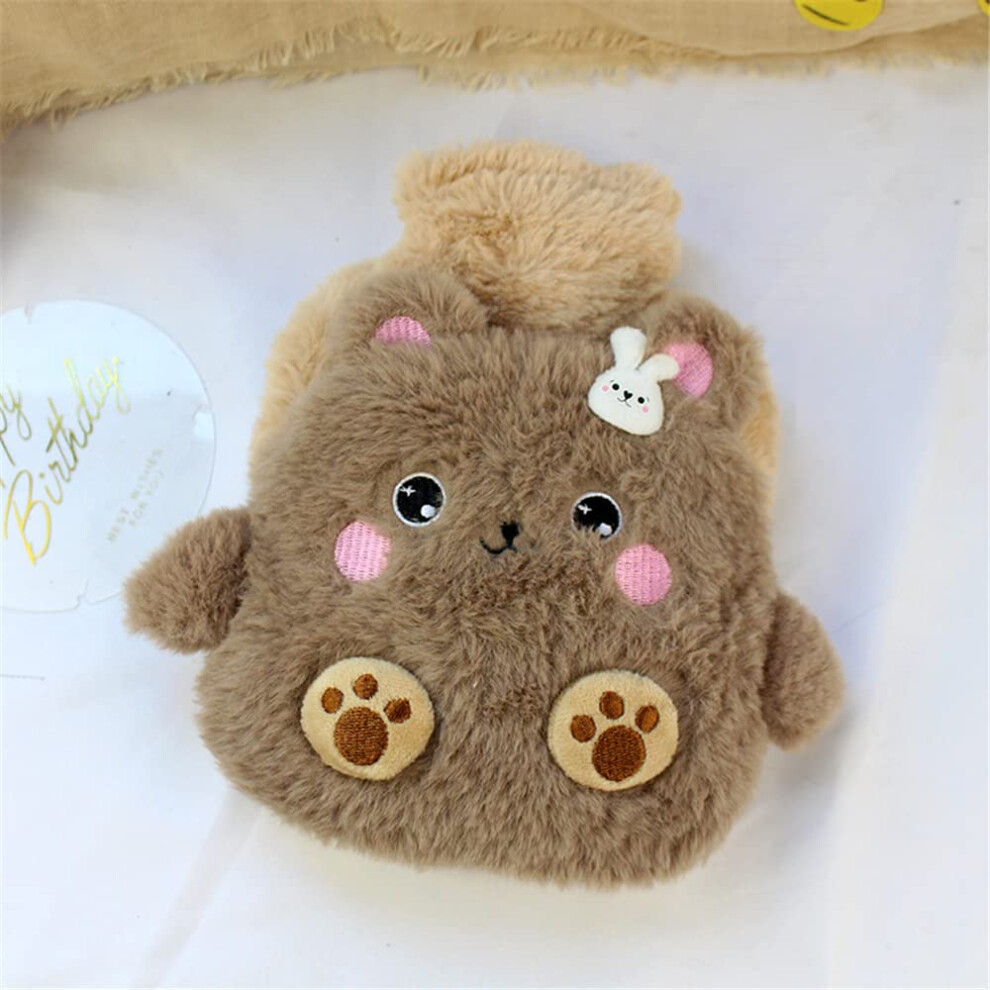 Brown Waterfilled Waterwarming Bag Detachable Explosionproof Cartoon Hand And Foot Warmer Color 21 * 21 Size