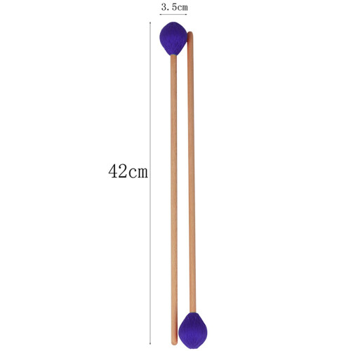 Middle Marimba Stick Mallets 42cm Purple Beech Handle Percussion Kit 1