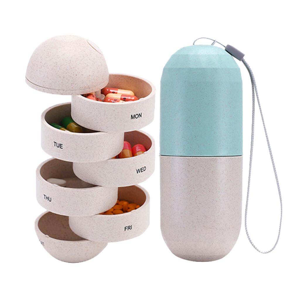 Weekly Pill Box Grain Fiber 7 Day Waterproof Travel Pill Organizer Case