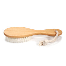 Soft Wooden Baby Hair Brush for Infants, Light-Yellow, 17.5cm