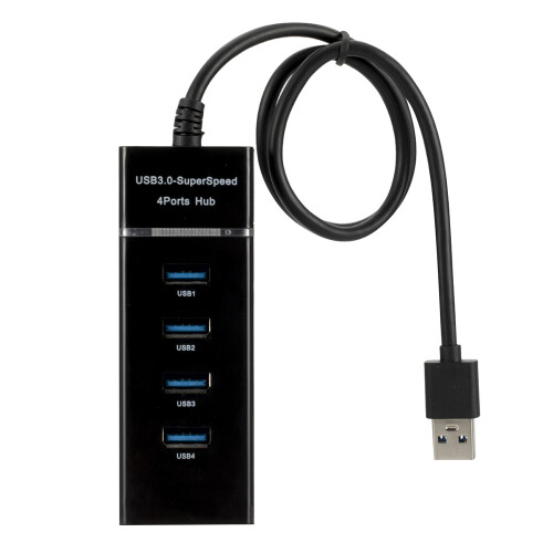 4-Port USB 3.0-Hub, 28 cm Kabel, 5 Gbps, Schwarz 1