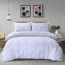 (White Pintuck, Double (200 * 200)) Northern Luxe ELIZA Pintuck Pleated Alford Egyptian Cotton Mix Duvet Cover Set - Single, Double, King, Super King