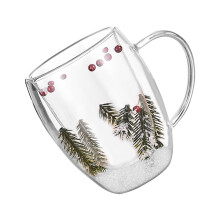 Dried Flower Glass Drinking Cup Decorative Coffee Mug-350ml