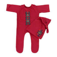 Infant Cos-play Hat Long Sleeve Rompers Photo Shooting-Red