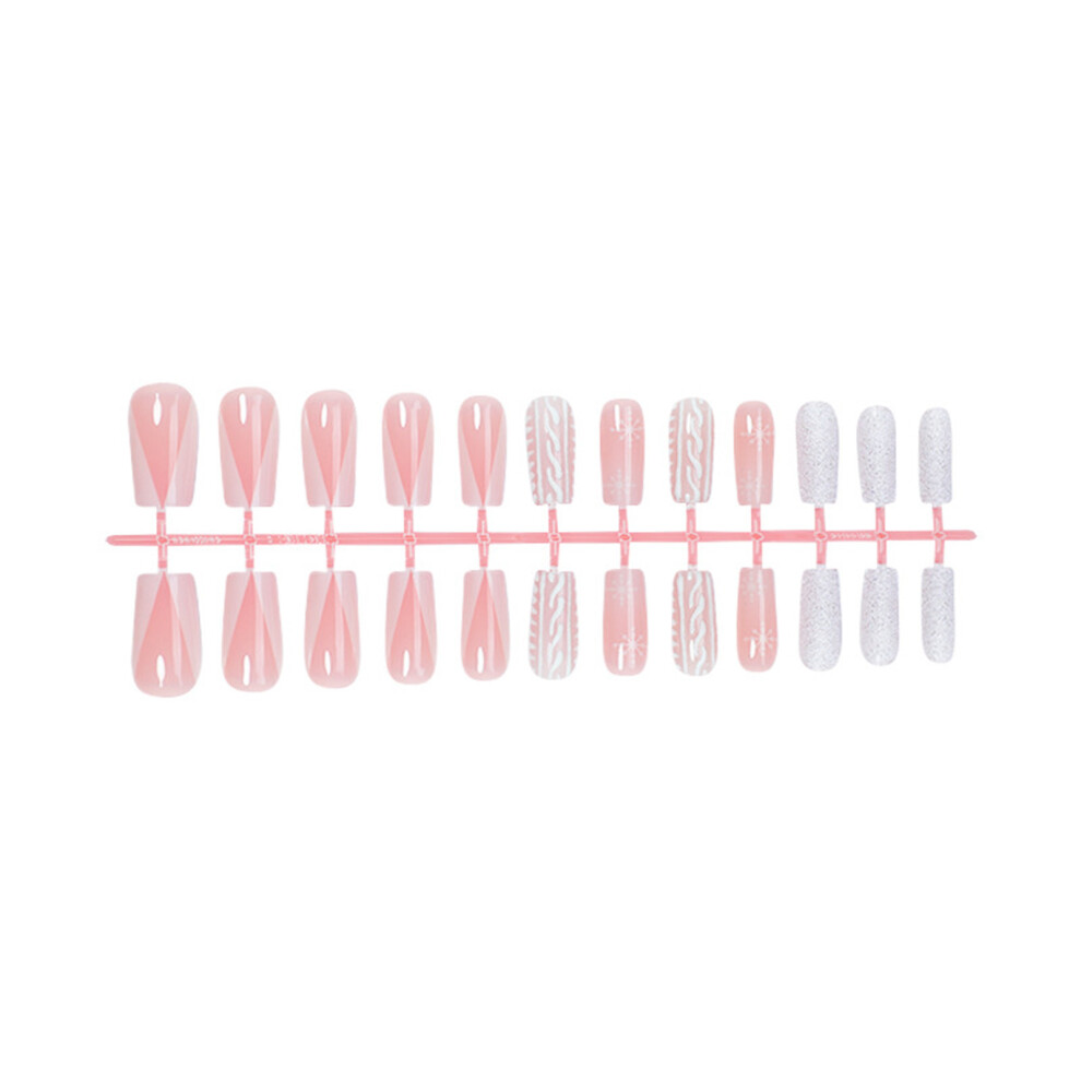 Christmas Press on Nail 24pcs Snowflake Designs Nail Art for