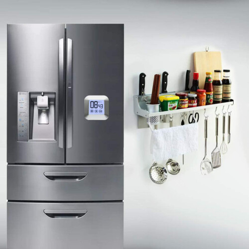 Stainless Steel Touch Screen Kitchen Timer, 8.5x1.8cm, Silver