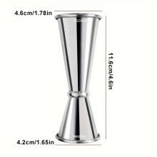 (30ml/60ml) 1pc, 304 Stainless Steel Double-headed Measuring Cup, Cocktail Mixer, Cocktail Beverage Sand Ice Mixing Cup, Long
