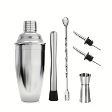 (6PCS 550ML) 5/6/9pc Stainless Steel Cocktail Shaker Set Mixer Wine Martini Boston Shaker For Bartender Drink Party Bar Tools 550ml/1