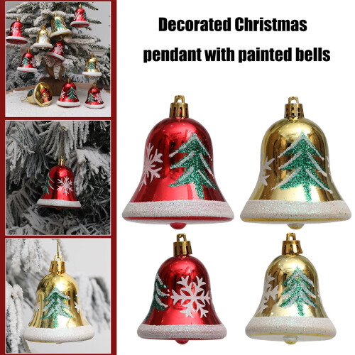2Pack Christmas Decorations Baubles Bells Hanging-6cm red 2