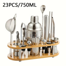 (23-piece 750ml Bartending Set) 23pcs Stainless Steel Shaker Set with Boston Cocktail Shaker, Hand Shaker, and Cocktail Mixing Tools