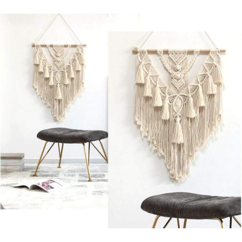 Μεγάλη υφασμένη ταπετσαρία τοίχου Macrame για διακόσμηση υπνοδωματίου 2