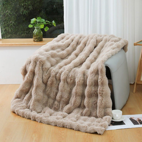 lauschige Decke doppelseitig für Bett Sofa Wohnzimmer Kamel 100160cm 2