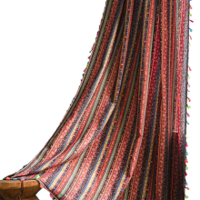 Cortina 200x150cm Estilo Boêmio Multicolorida em Algodão e Linho