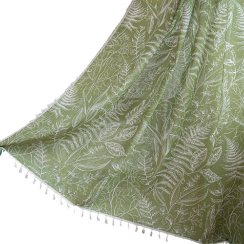 Cortina boho estampada em algodão e linho com franjas, 150*200cm, 1 peça