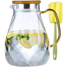 Karaf van borosilicaatglas met deksel en schenktuit - 2L glazen kan