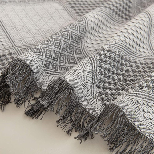 Sofa throw with diamond pattern, large throw - light grey, 180x230cm 2