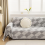 Sofa throw with diamond pattern, large throw - light grey, 180x230cm 4