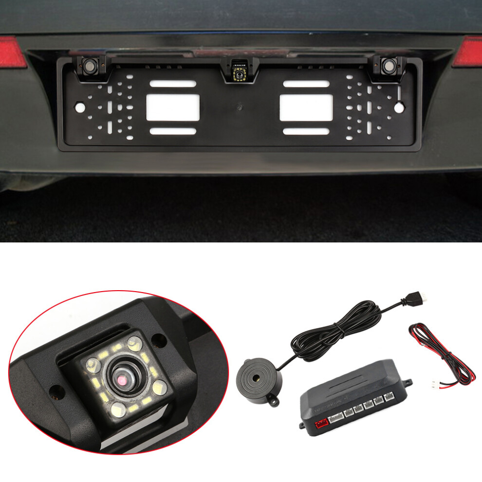 European License Plate Frame Backup Camera 12 Led Reversing Radar System 7901363617238