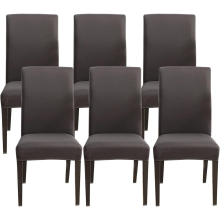 Stretch stoelhoezen, stoelbeschermers, set van 6, stretch, donkergrijs