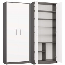Bibliothèque Oliv 2D BLANC ANTHRACITE