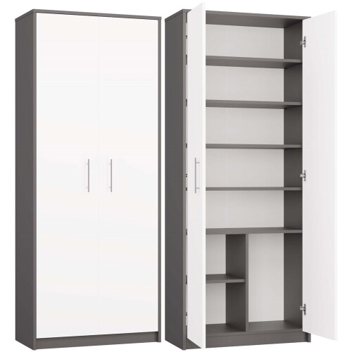 Bibliothèque Oliv 2D BLANC ANTHRACITE