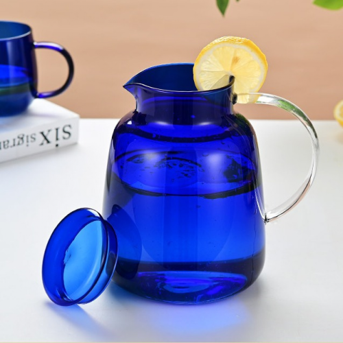 Karaffe,Glaskaraffe Glaskanne mit Deckel Glas Transparent 2