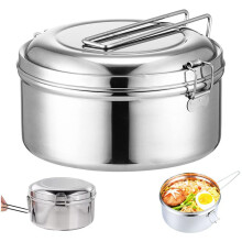 Ronde lunchbox van roestvrij staal (1200 ml), lekvrij roestvrij staal met handvat