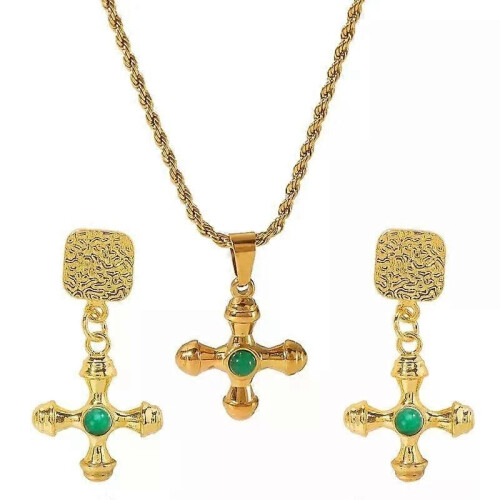Ensemble de bijoux géométriques élégants, composé d'un collier et de boucles d'oreilles en alliage,