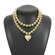 Collier pendentif cœur élégant (lot de 2) en perles CCB résistantes, bijou idéal pour les fêtes, les