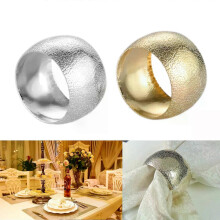 Lot de 6 ronds de serviette à motif en relief, couleur or/argent, pour décoration de table mariage ou