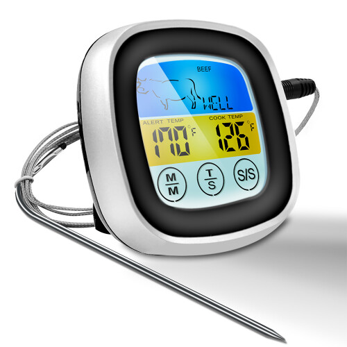 Touchscreen-Fleischthermometer 75x75x25mm Schwarz 2