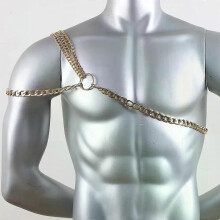 Harnais gothique pour homme, soutien-gorge à chaîne métallique, ceinture de poitrine et de taille, style