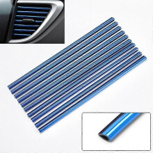 (Bleu) 10 pièces de 20 cm Moulures décoratives en forme de U pour sortie de climatisation de voiture,