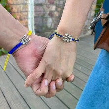 Bracelet tressé avec pendentif Trident, emblème national de l'Ukraine, bijou de couple, cadeau pour