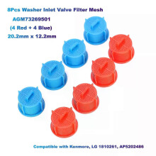 Lot de 8 filtres à mailles pour électrovanne d'arrivée d'eau de lave-linge AGM73269501 (4 rouges + 4